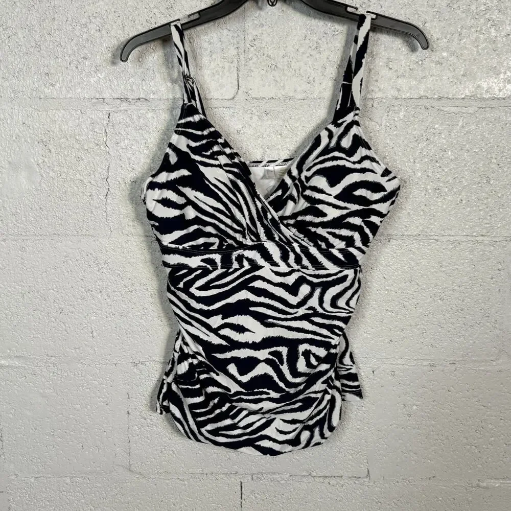 ANNE COLE Animal print Surplus Underwire Tankini Top blue/white 38C/40B $84